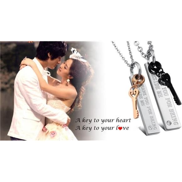 Matching Necklace For Couples Titanium Promise Love Stainless Steel Pendant - Picture 3 of 7